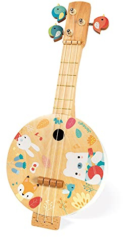 Janod - Pure Banjo Children's Musical Instrument Ages 3+ - Music Education - Adorable Design - Encourages Creativity and Safe Play, Durable