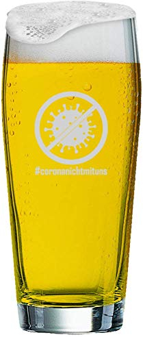 MeinGlas GmbH Vaso de cerveza con grabado de [nombre] + logotipo, 0,5 litros de cerveza Willi con diseño (Corona) y un nombre de su elección como grabado (motivo 10)