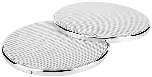 Rund Högtalargaller,Automotive 140mm/5.5in Ljudhögtalare Mesh Metall Kallvalsat Stålgaller Meshskal Plastram Galvaniseringsram Vit Mesh(två)