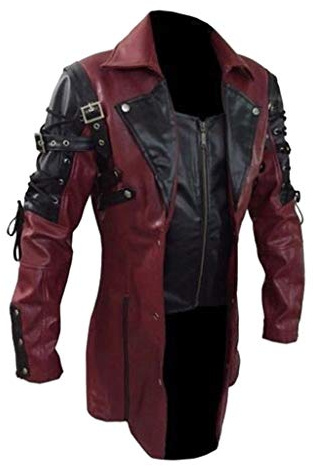SDER Veste Homme, Cardigan Long Hiver Manteau à Revers Punk Veste Moto Coupe-Vent Gothique Manteau Vintage Chaud Pardessus Slim Fit Pas Cher Cuir PU Grande Taille Gilet Imperméable veste à boutonnée