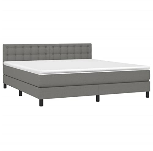 vidaXL Boxspringbett mit Matratze Doppelbett Polsterbett Bettgestell Lattenrost Bett Bettrahmen Hotelbett Schlafzimmerbett Dunkelgrau 180x200cm Stoff