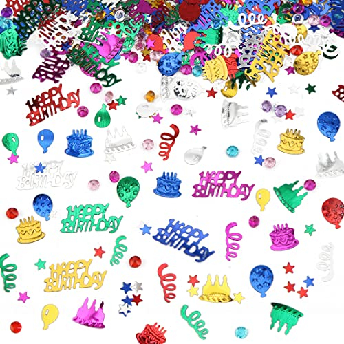 Bluelves Confettis Anniversaire, 30g Confettis Happy Birthday, Confetti D'anniversaire Colorés, Paillettes Motifs Multiples, Décorations Joyeux Table pour Anniversaire Fête