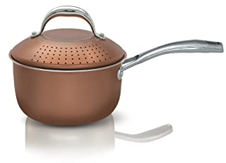 Pensofal, Pentola per pasta, Serie Magnifiqa®, Pastasi, Antiaderente, Diametro 16 cm, Adatta All' induzione, 1,5 L, Utilizzabile in Forno, In scatola regalo, Interno Diamante 24K, Effetto Rame