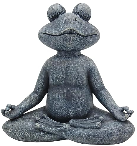 G&H Decor Meditierender Frosch, 30 cm, Zen-Gartenornamente, Yoga-Namaste-Gartenfrosch-Figur, handbemalt, Meditations-Frog-Skulptur – aufwendige Details – Yoga-Geschenke für drinnen oder draußen