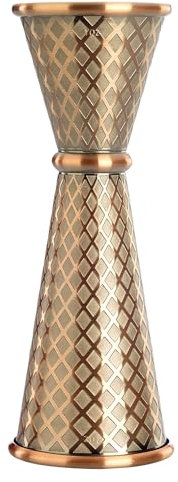 Barfly 1 x 2 oz. Diamond Lattice Etch Japanese Style Jigger, Antique Copper
