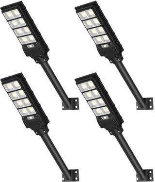 Sararoom 4pz 400W Lampione Solare Led Esterno con Telecomando, 50000 LM Lampada Stradale Solari con Sensore di Movimento 6500K IP65 Impermeabile Faretto Faro Pannello Solar per Giardino Garage Parete