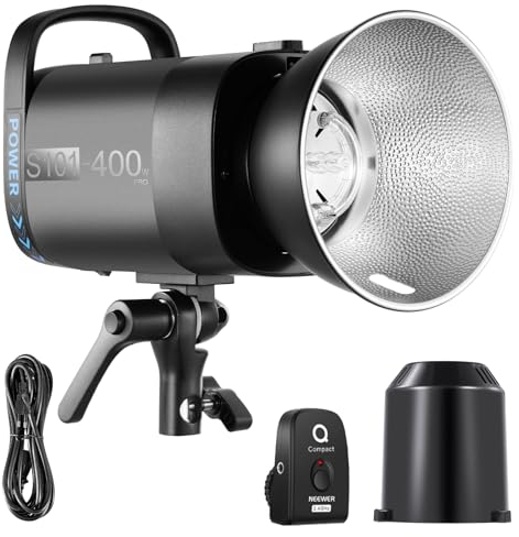 NEEWER S101-400W Pro Strobe Flash Luz con 2.4G Disparador 150W Lampara 400Ws GN65 5600K Bowens Mount Reflector Modo S1/S2 Ventilador Compatible con QPRO para Fotografía Retrato Productos Estudio