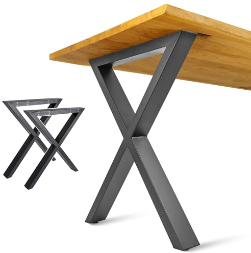 NEXT LEVEL - Tischbeine Metall Schwarz | 65x74cm, Profil 80x40mm, Metallisch, für Holz und Glas, Kompatibel mit Tischbreiten 70, 80, 90 und 100cm - PM-005N