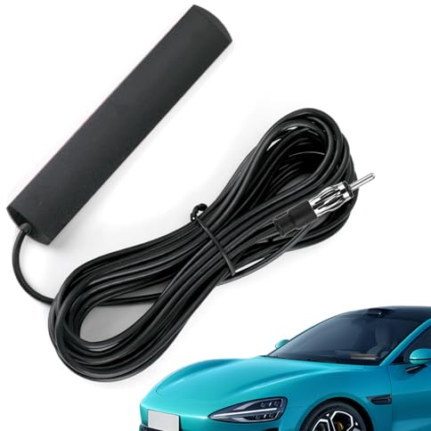 Autoradio Antenne FM, Universal FM Auto Antenne Scheibenantenne, 5m Verlängerungskabel mit DIN-Stecker, Omnirichtungs Windschutzscheiben klebeantenne, Kompatibel mit Radios, für Auto LKW SUV