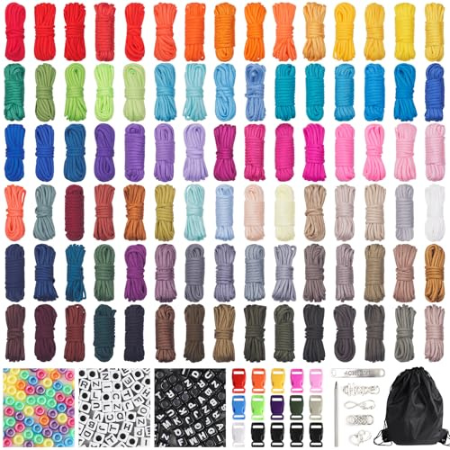 GNILLKO 90 Colors Paracord 550 - 10 Feet Bracelet Kit With Complete Accessories, Multifunction Rope for Making Bracelets, Lanyards, Dog Collar