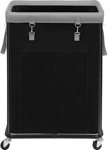 STORAGE MANIAC Large Laundry Basket with Wheels 160L Rolling Laundry Hamper Laundry Cart with Metal Frame and Removable Bag, Clothes Hamper for Bedroom, Bathroom, Dorm Room, Laundry Room, Black