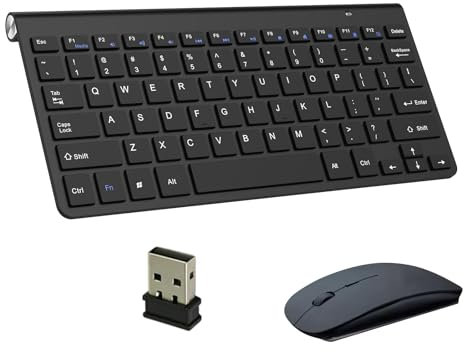 Wireless Keyboard & Mouse Combo Set – Efficient and Sleek Design Tailored for Acer Dell Lenovo HP Desktop PC (Black)