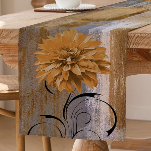 Runner da Tavolo Marrone Retrò Fiori Decorazione da Tavolo Fattoria Runner da Tavolo Rustico Pittura a Olio Tovaglia Decorativa da Tavolo 40 x 140 cm per Cucina Caffè Feste Matrimonio