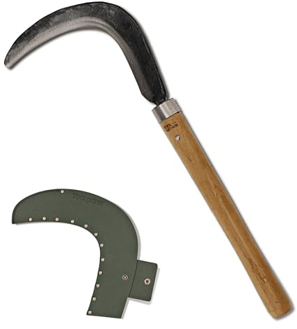TOOLGATHER Josun Sickle - Hand-Forged Handmade Korean Weeding and Brush Clearing Tool with Razor-Sharp Blade and Chestnut Wood Handle