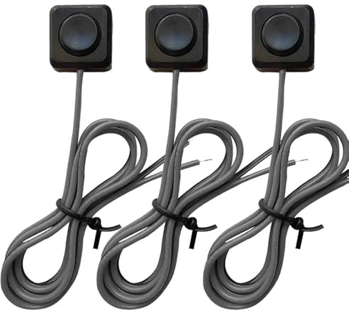 Guuzi 3pcs Interrupteurs à Bouton-Poussoir Momentanés 12V 24V,100cm Interrupteur Bouton-Poussoir Momentané Précâblé à Montage en Surface avec Couvercle,Ruban Adhésif Double Face Aucun Perçage Requis
