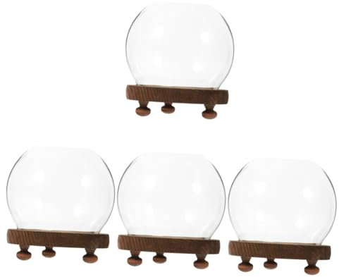MUCKLILY 4pcs Preserved Flower Glass Dome Garden Cloche Craft Glass Covers Decor Flower Craft Desktop Decors Landscape Covers