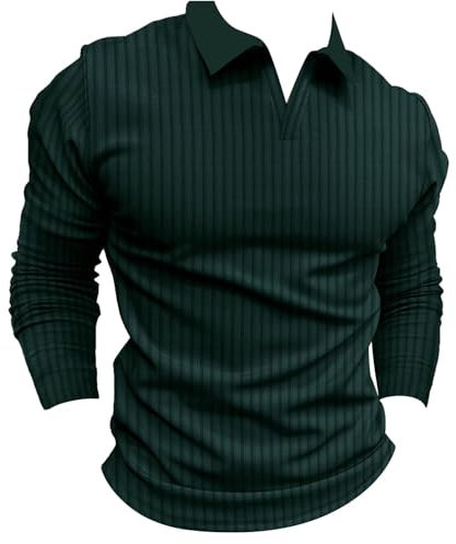 Poloshirts Für Herren Langarm Polo Shirt, Stretch Polohemd Männer T-Shirt Freizeit Arbeitskleidung, Basic Langarmshirt Mit Knopfleiste Mode Longsleeve, Slim Fit Tshirt Stehkragen T-Shirt