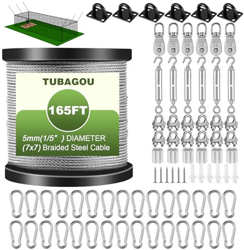 TUBAGOU 304 Edelstahl Batting Cage Frame Hanging Kit - Batting Cage Net Wire Tension Kit Ideal für Baseball/Softball/Golf Schlagtunnel
