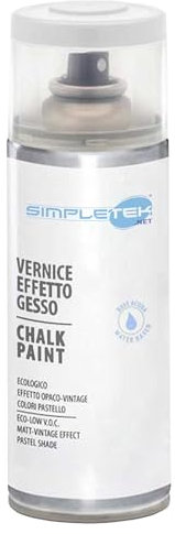 SIMPLETEK - Bomboletta Spray Vernice Effetto Gesso Ultra Opaco Trasparente finale V404TF Vintage Retro Universale a Base d'Acqua (1 pezzo)