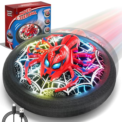 Spider Balón de Fútbol Flotante con Luces LED y Batería Recargable, Balón de Propulsión de Aire para Niños de 3 a 8 Años, Juego de Interior, Perfecto para Regalo de Niña y Niño