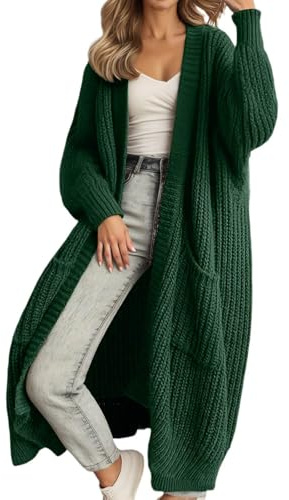 Generico Cardigan Donna Elegante Giacca Donna Autunno Comoda Maglia Invernale Casual Golfino Girocollo a Maniche Lunghe Maglieria Oversize Cardigan Cappotto Caldo Invernali Tinta Unita Lunghi