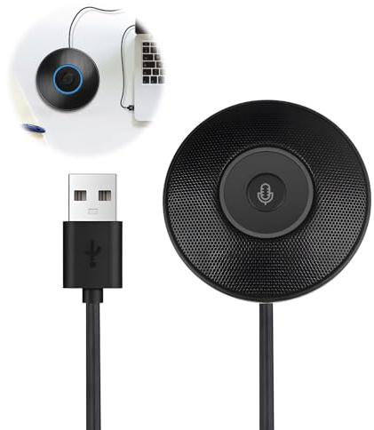 Micrófono USB para Conferencias, Micrófono PC de Condensador Omnidireccional de 360° para PC y Portátil Plug & Play, Reducción de Ruido, Ideal para Reuniones Online, Zoom, Clases, Streaming y Juegos