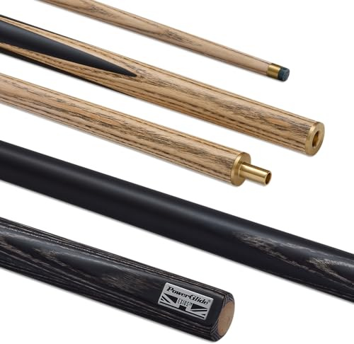 POWERGLIDE Exios Hand Spliced Ash Snooker Cue 2 Piece 18 oz Black