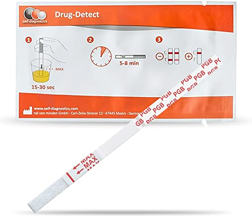 self-diagnostics test rápido de drogas Pregabalina (PGB) - Corte: 500 ng/ml - 5 tiras reactivas - Detección de drogas - Test por inmersión - Test de orina - Test de pregabilina - Test de drogas