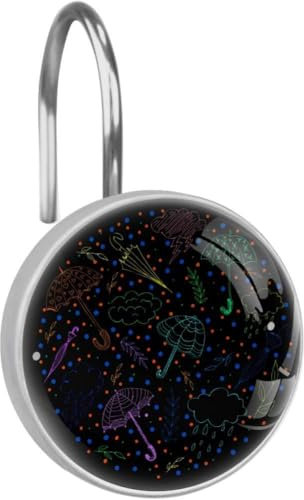 Eslifey - Ganchos para Cortina de Ducha, diseño de Hojas de Paraguas, 12 Unidades, Acero Inoxidable, Style01, 3.7x3.7cm