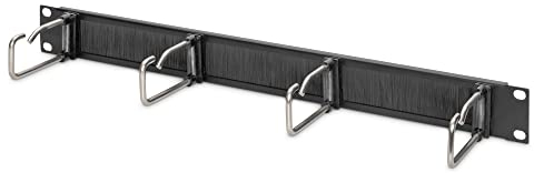 DIGITUS Kabelbytarpanel med rörgenomföring - 1U - 4 styrfästen 40 x 75 mm - 19 tum - För nätverkskabinett och nätverkskablar - Svart