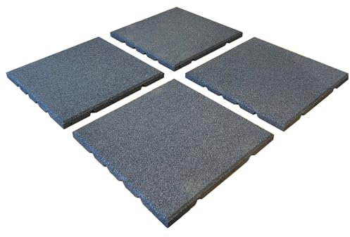 Dflect Grey Rubber Playground Tile - 400x400x25mm - Pack of 4