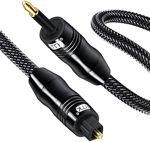 EMK Optisches Audiokabel mini Toslink auf Toslink 3,5(nicht AUX) Adapter Audio Lichtleiterkabel SPDIF in/out 24K Vergoldetes Stecker Glasfaserkabel für Verstärker TV Chromwcast Audio (2 meter)