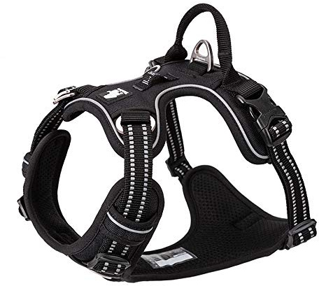Dog Harness No Pull Adjustable Reflective Step-in Soft Nylon For Small Large Pet TLH56512(L, Black)