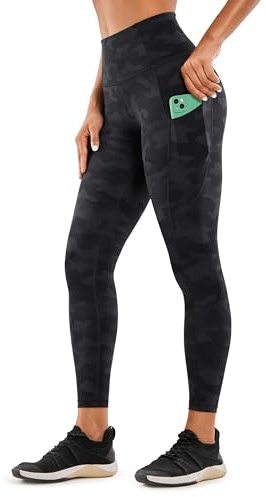 CRZ YOGA Women's Naked Feeling Gym Leggings Squat Proof High Waist Yoga Pants Sports Tights with Pockets - 25 Inches Dark Grey Camouflage - R427 12