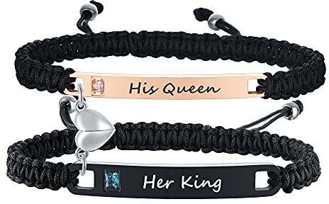 MEALGUET Personalized Couple Bracelet Customized Couple Bracelets Set Mutual Attraction Custom Name Relationship Bracelet Personalized Gift for Men Women, Handmade