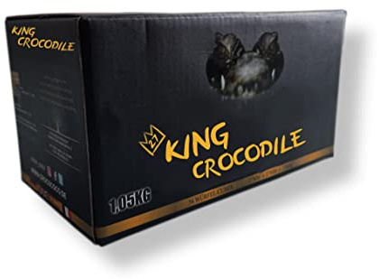 King Crocodile kokosnöt kol med lång brinntid I 27 x 27 mm hållbart naturkol I lite aska I låg rökutveckling I grillkol I kolkub i premiumkvalitet (konsument, 3 kg)