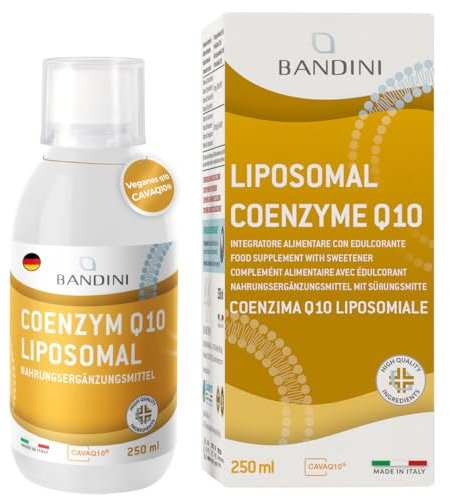 Bandini® Liposomales flüssiges Coenzym Q10 200mg | 250ml Co q10 - Bioaktiv, natürlich, hochbioverfügbar CAVAQ10® | Hochwertiges veganes Ubiquinol aus pflanzlicher Fermentation | Alternative zu Kapseln