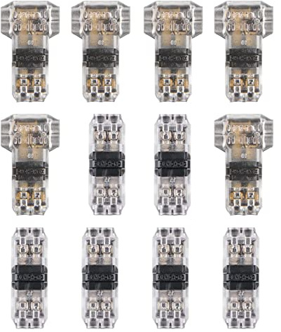 HUAZIZ 12 Pcs Connettori a T/H a Bassa Tensione, Morsetti Rapidi Splice Connettore Elettrico,Connettori a Filo T/Hper Connessione Cavo Elettrico 20-22 Awg, Non C'è Bisogno di Stripping(2 Pin)