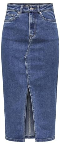 ONLY Kvinnlig jeanskjol ONLSIRI denim midikjol, blå, M