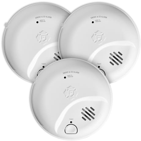 First Alert Combination Smoke & Carbon Monoxide Alarm, Battery Operated Detector with Test & Silence Button, SMICO100, 3-Pack