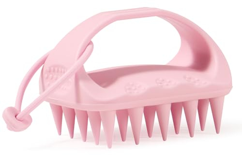 Vinabo Kopfhaut Massagebürste Silikon, Shampoo Bürste, Verbessert die Durchblutung der Kopfhaut, Scalp Brush perfekt für Entspannung Haarwaschbürste Haarwachstum - Rosa