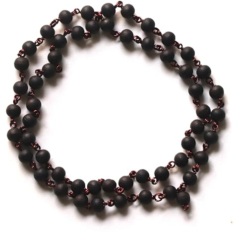 ShivaRatna Karungali Malai with Goverment Lab Certificate Made in Copper Wire 54+1 Beads (8mm Beads Size) Ebony Wood - கருங்காலி மாலை