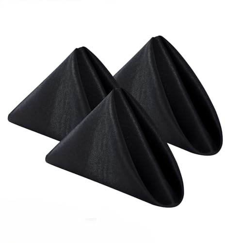 Bailarina Cloth Napkins Set of 120,17x17 inches Dinner Napkins Cloth Washable,Polyester Square Table Cloth Napkin Bulk with Hemmed Edges Ideal for Banquets, Parties and Weddings-Black