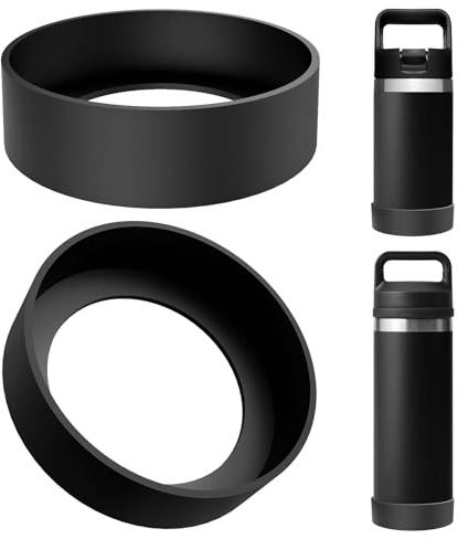 Linkidea 2er-Pack Flaschenschutzhülle, kompatibel mit YETI Rambler Jr. Kids 355 ml, Rambler Bottle 355 ml/532 ml, Yonder 591 ml, Silikon-Antirutsch-Bodenschutz (Schwarz)