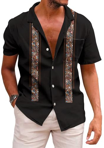KYKU Mexican Guayabera Shirts for Men Summer Button Down Shirt, Traditional, 2XL