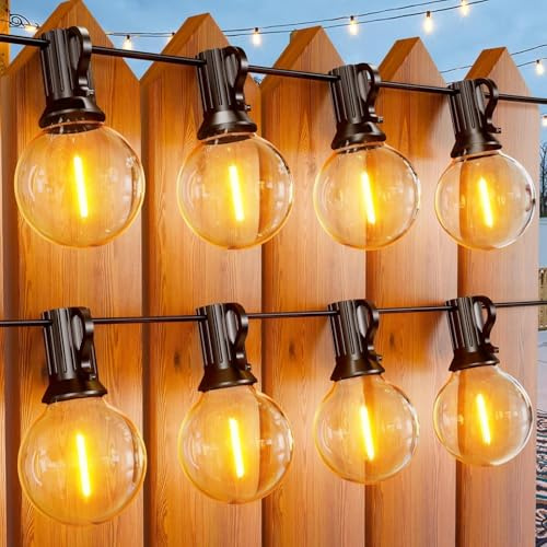 Miootly LED Utomhus Ljusslinga 30M IP45 Vattentät | Ljusslinga Utomhus med 46+4 24V LED Glödlampor, Trädgårdslampor för Trädgård, Bröllop,Terrass, Fest