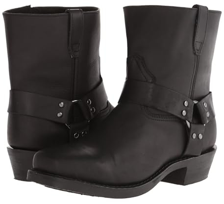 LMUIPMAA Hommes PU Cuir Moto Bottes Bottes Courtes Bottes Bout carré Western Cowboy Biker Bottes,Noir,41 EU