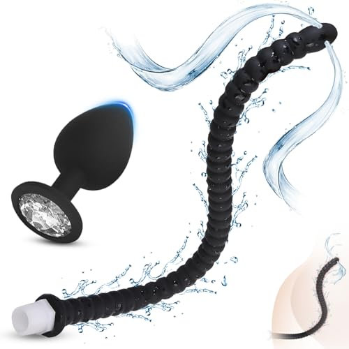 BDSMAGE Analdusche Silikon mit Analplug für Analverkehr,G1/2 Rohrschnittstelle,Klistiere Einlauf Intimdusche Irrigator zur Darmreinigung Darmspülung,erotisches Sexspielzeug für Frauen Männer (40 CM)