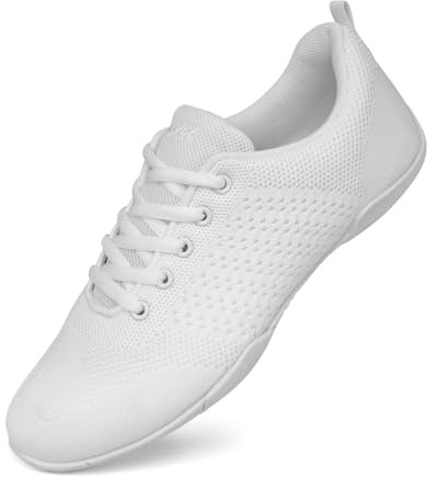 Asyusyu Cheerleader Shoes Mesh Dance Trainers Women for Cheerleading Line Dance Aerobics, White, 4 UK
