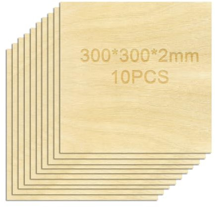 hifrom Lot de 10 plaques en bois de balsa contreplaqué de 2 mm - Tilleul à découper - Disques de bois pour modélisme, artisanat, peinture au feu (30 x 30 x 0,2 cm)